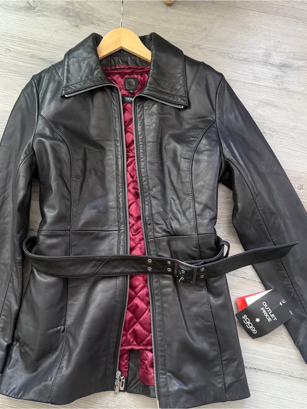 Leather Moto Jacket in Black Size Medium NWT